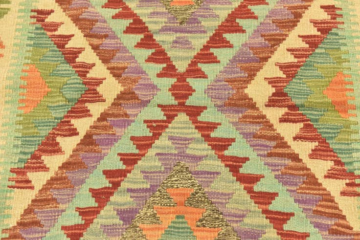 Detail image of 4' 1 x 5' 9 Hand Woven Kilim Maymana Wool Rug