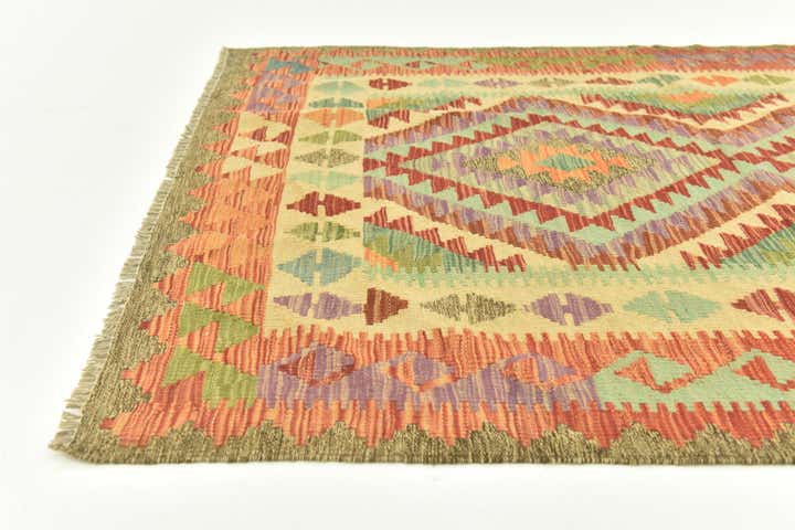 4' 1 x 5' 9 Hand Woven Kilim Maymana Wool Rug