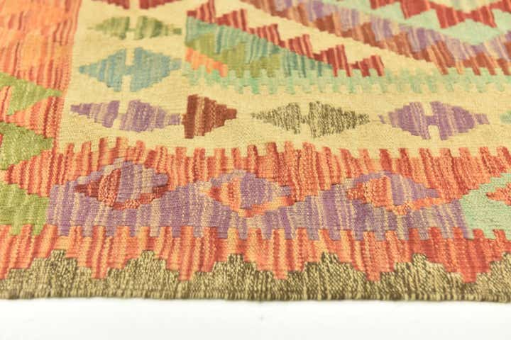 4' 1 x 5' 9 Hand Woven Kilim Maymana Wool Rug