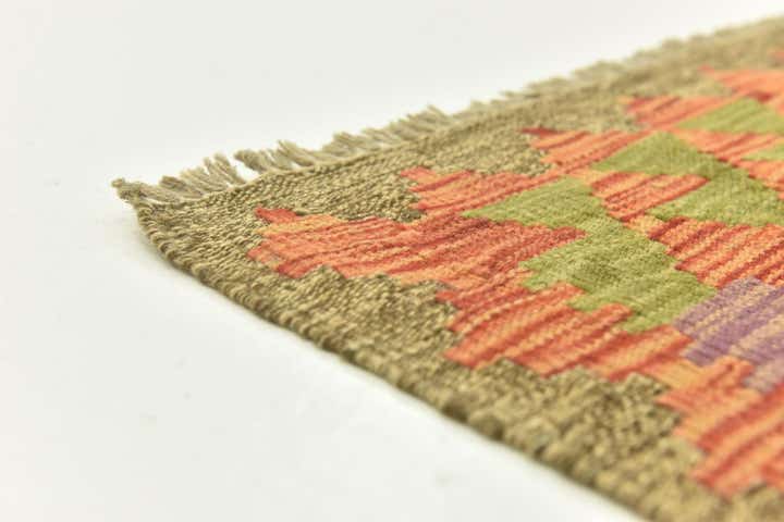 4' 1 x 5' 9 Hand Woven Kilim Maymana Wool Rug