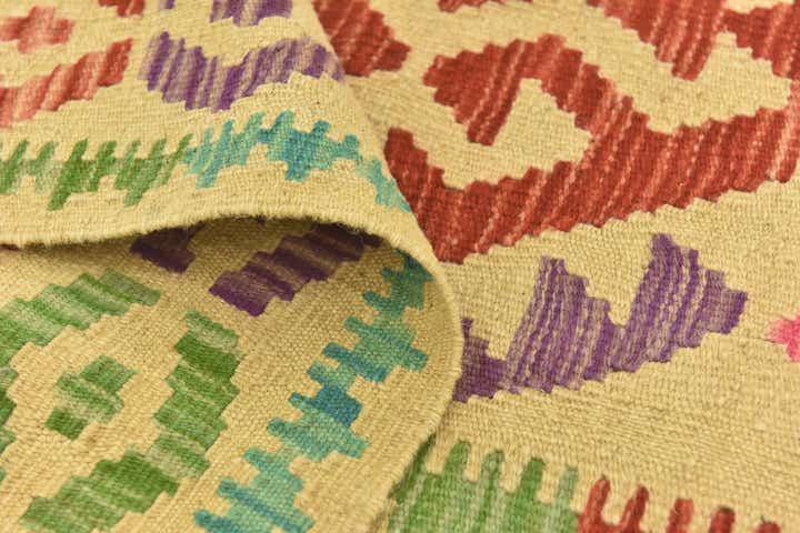 5' x 6' 9 Hand Woven Kilim Maymana Wool Rug