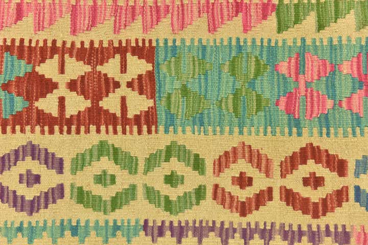 5' x 6' 9 Hand Woven Kilim Maymana Wool Rug