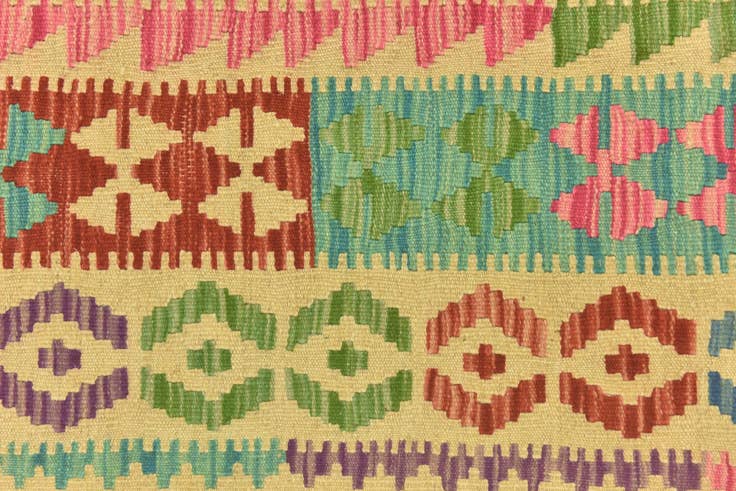 Detail image of 5' x 6' 9 Hand Woven Kilim Maymana Wool Rug