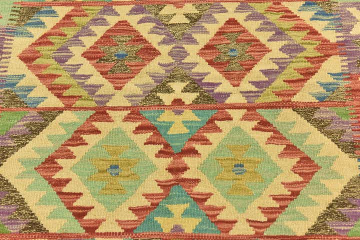 4' 10 x 6' 6 Hand Woven Kilim Maymana Wool Rug