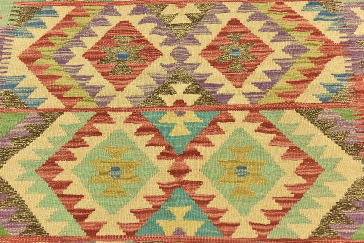 Detail image of 4' 10 x 6' 6 Hand Woven Kilim Maymana Wool Rug