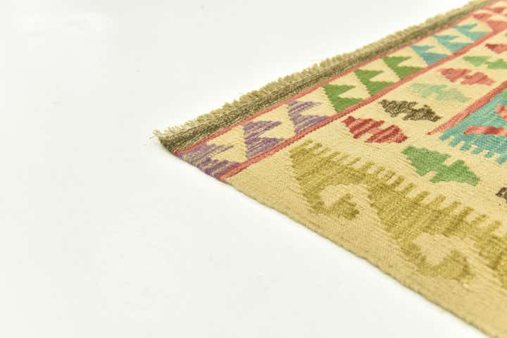 4' 10 x 6' 6 Hand Woven Kilim Maymana Wool Rug