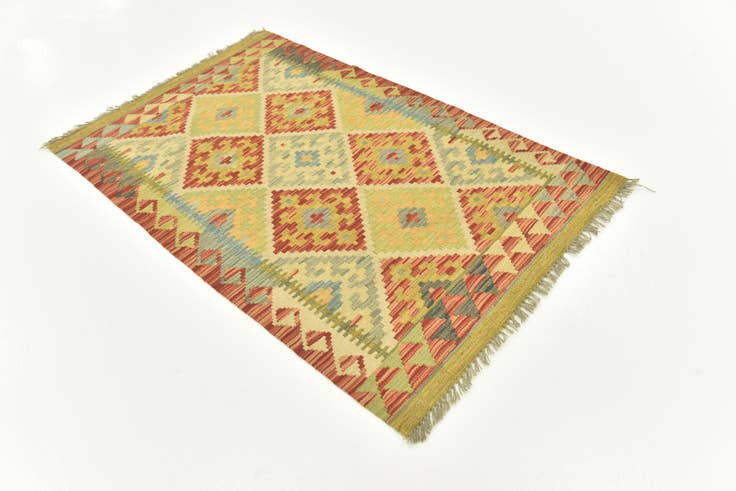 Detail image of 2' 9 x 4' 3 Hand Woven Kilim Maymana Wool Rug