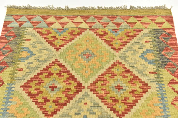 Detail image of 2' 9 x 4' 3 Hand Woven Kilim Maymana Wool Rug