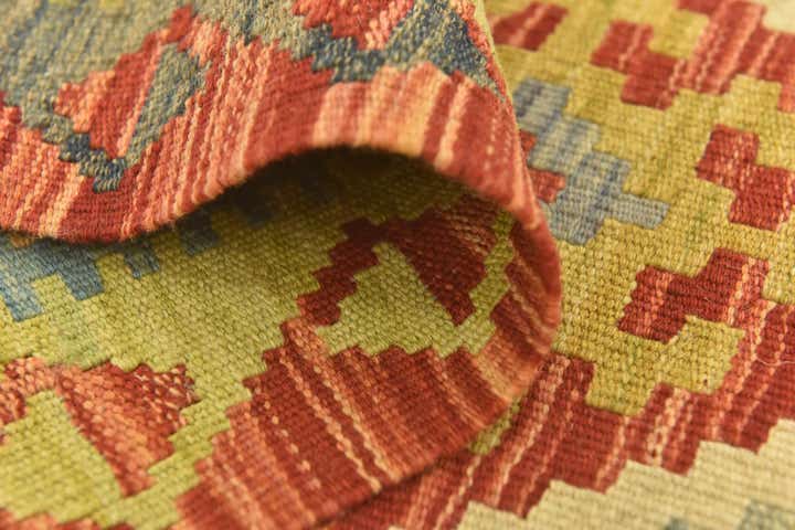 2' 9 x 4' 3 Hand Woven Kilim Maymana Wool Rug