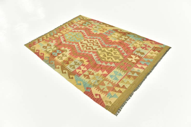 Detail image of 3' 6 x 5' Hand Woven Kilim Maymana Wool Rug