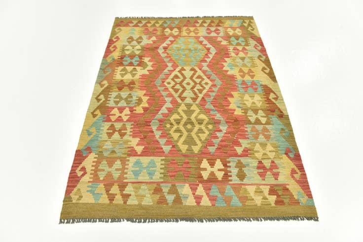 Detail image of 3' 6 x 5' Hand Woven Kilim Maymana Wool Rug