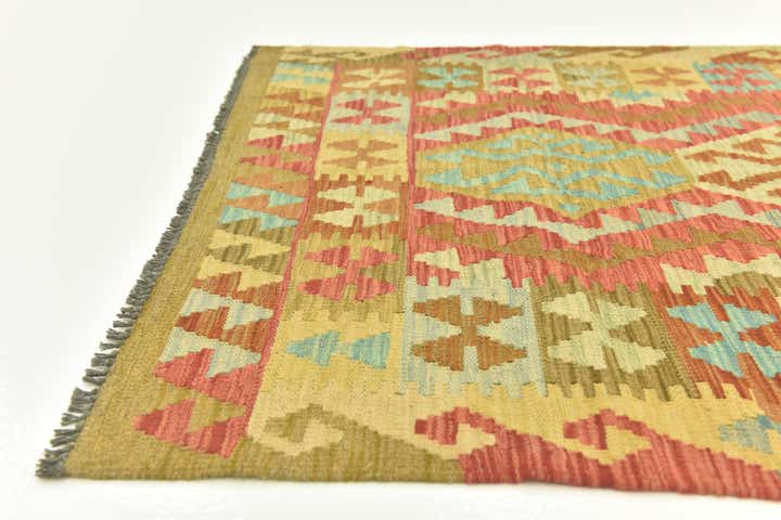 3' 6 x 5' Hand Woven Kilim Maymana Wool Rug