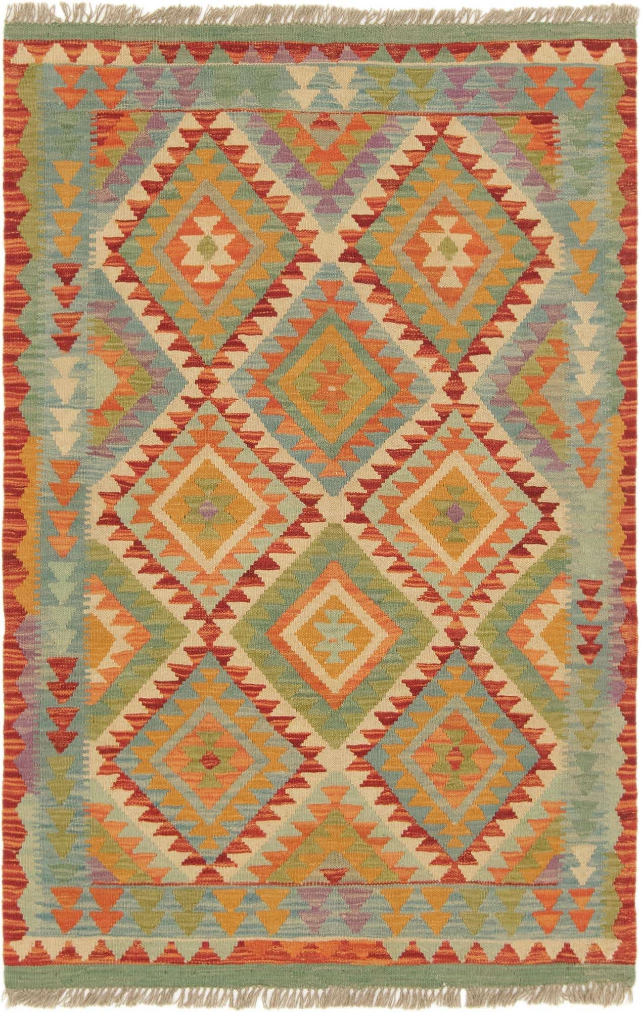 105cm x 160cm Hand Woven Kilim Maymana Wool Rug