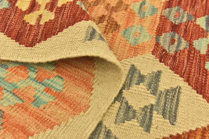 3' 2 x 4' 10 Hand Woven Kilim Maymana Wool Rug