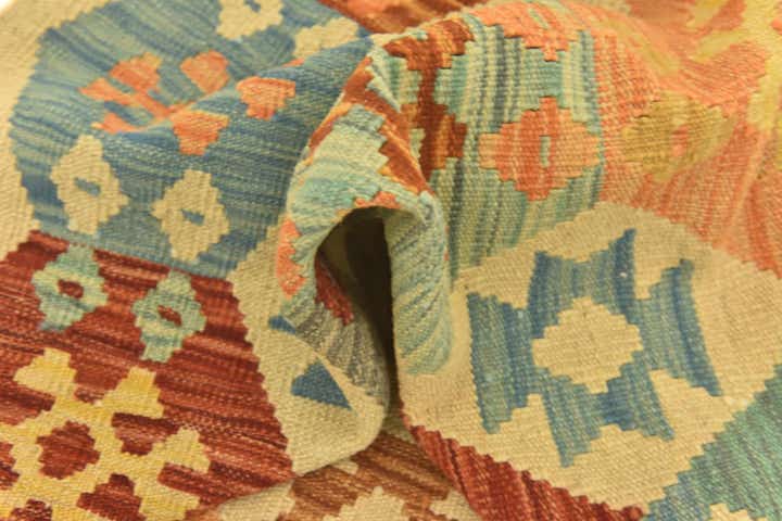 3' 2 x 4' 10 Hand Woven Kilim Maymana Wool Rug