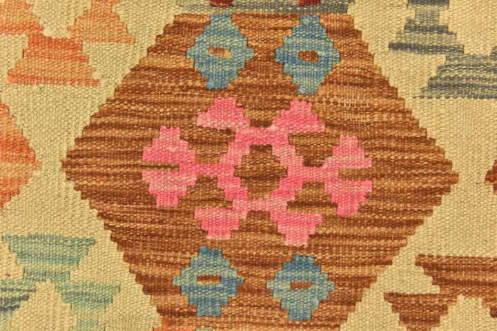 3' 2 x 4' 10 Hand Woven Kilim Maymana Wool Rug