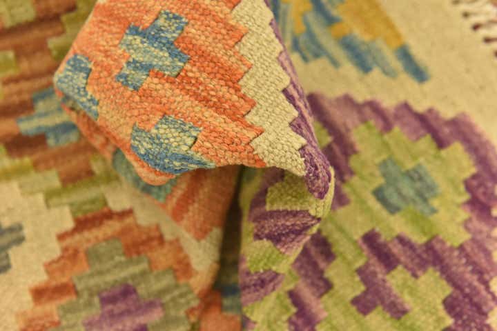 3' 7 x 5' 1 Hand Woven Kilim Maymana Wool Rug