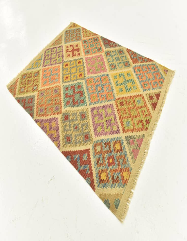 Detail image of 3' 7 x 5' 1  Hand Woven Kilim Maymana Wool Rug