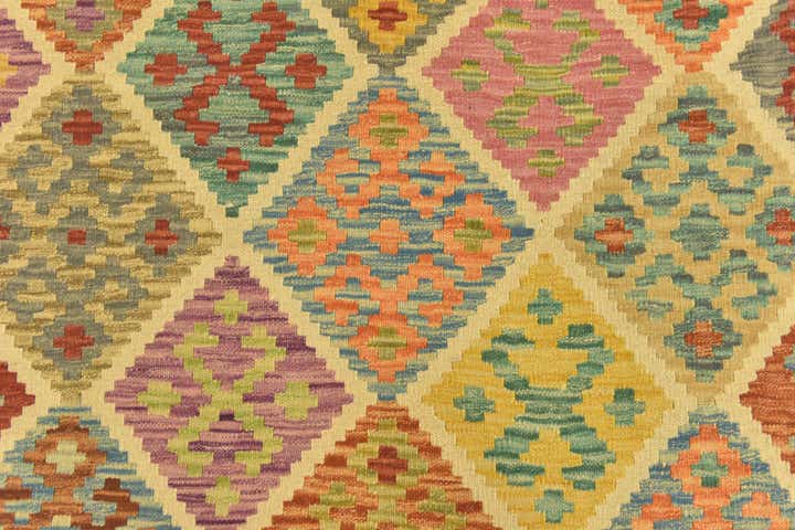 3' 7 x 5' 1 Hand Woven Kilim Maymana Wool Rug