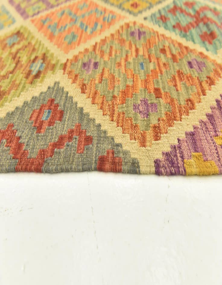 Detail image of 3' 7 x 5' 1  Hand Woven Kilim Maymana Wool Rug