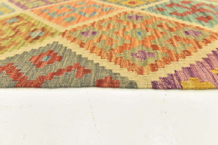 3' 7 x 5' 1 Hand Woven Kilim Maymana Wool Rug