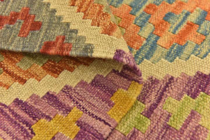 3' 7 x 5' 1 Hand Woven Kilim Maymana Wool Rug