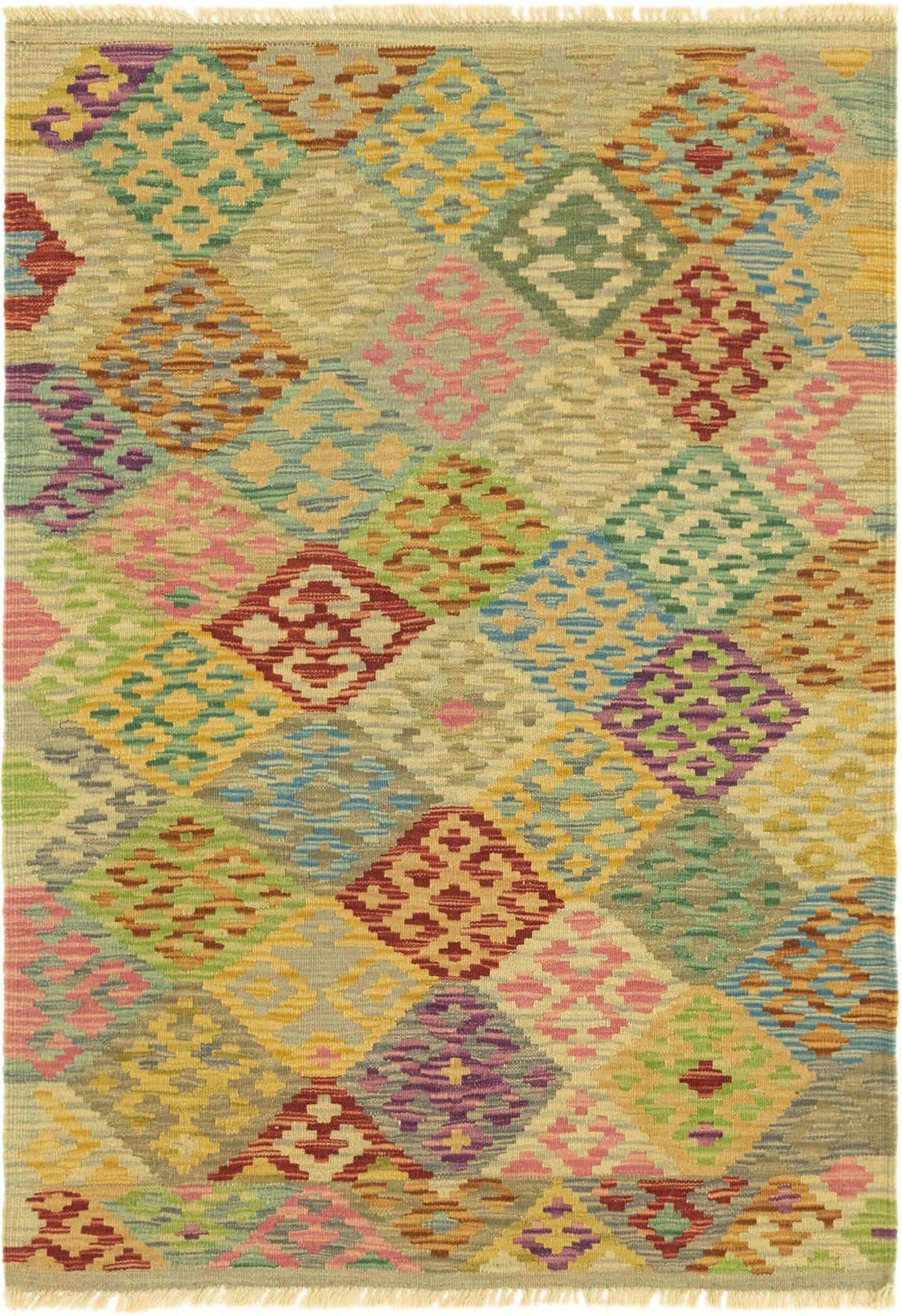 3' 6 x 5' 1 Hand Woven Kilim Maymana Wool Rug