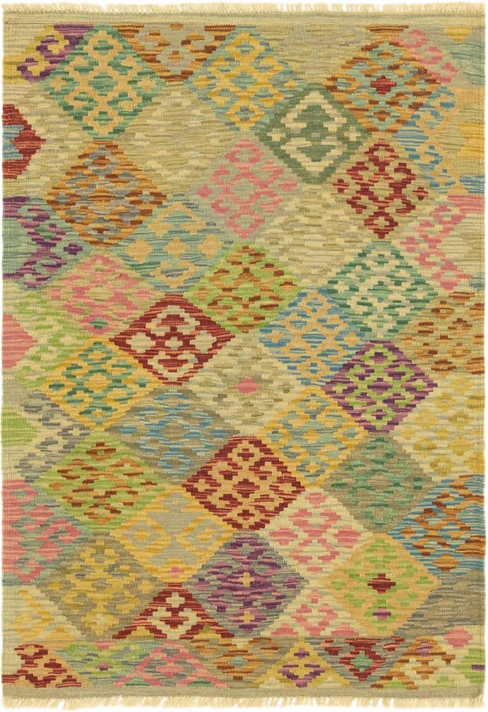 3' 6 x 5' 1 Hand Woven Kilim Maymana Wool Rug