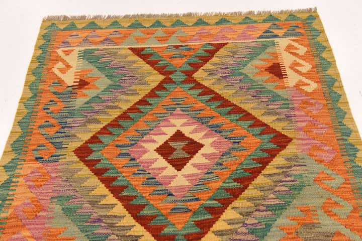 3' 3 x 4' 10 Hand Woven Kilim Maymana Wool Rug