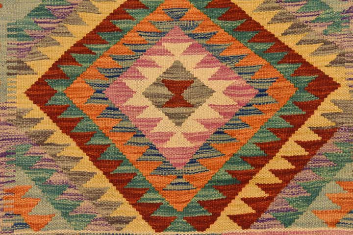 3' 3 x 4' 10 Hand Woven Kilim Maymana Wool Rug