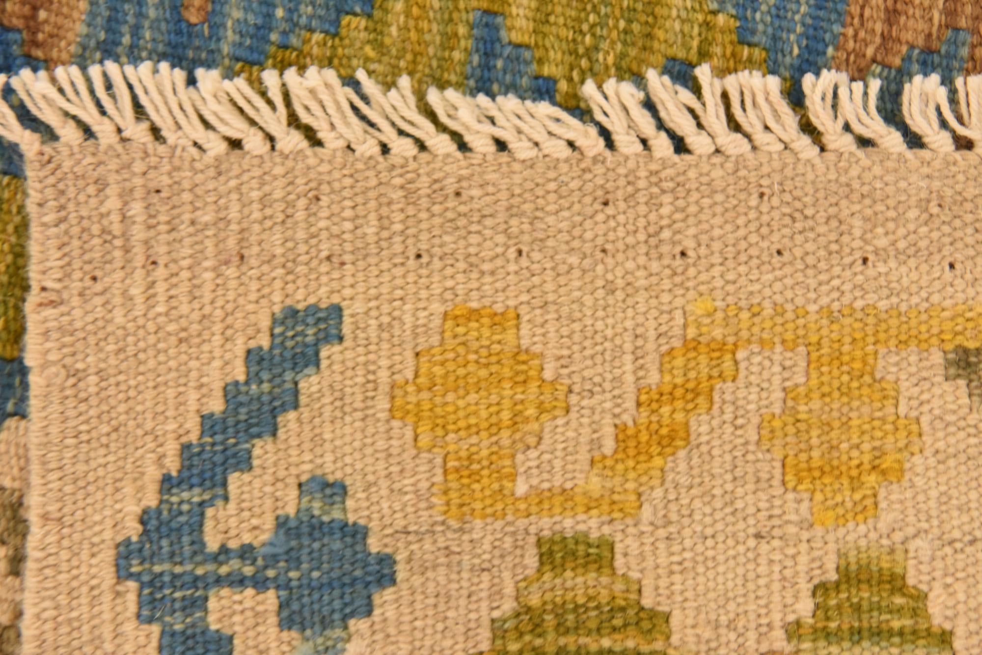 3' 5 x 4' 11 Hand Woven Kilim Maymana Wool Rug