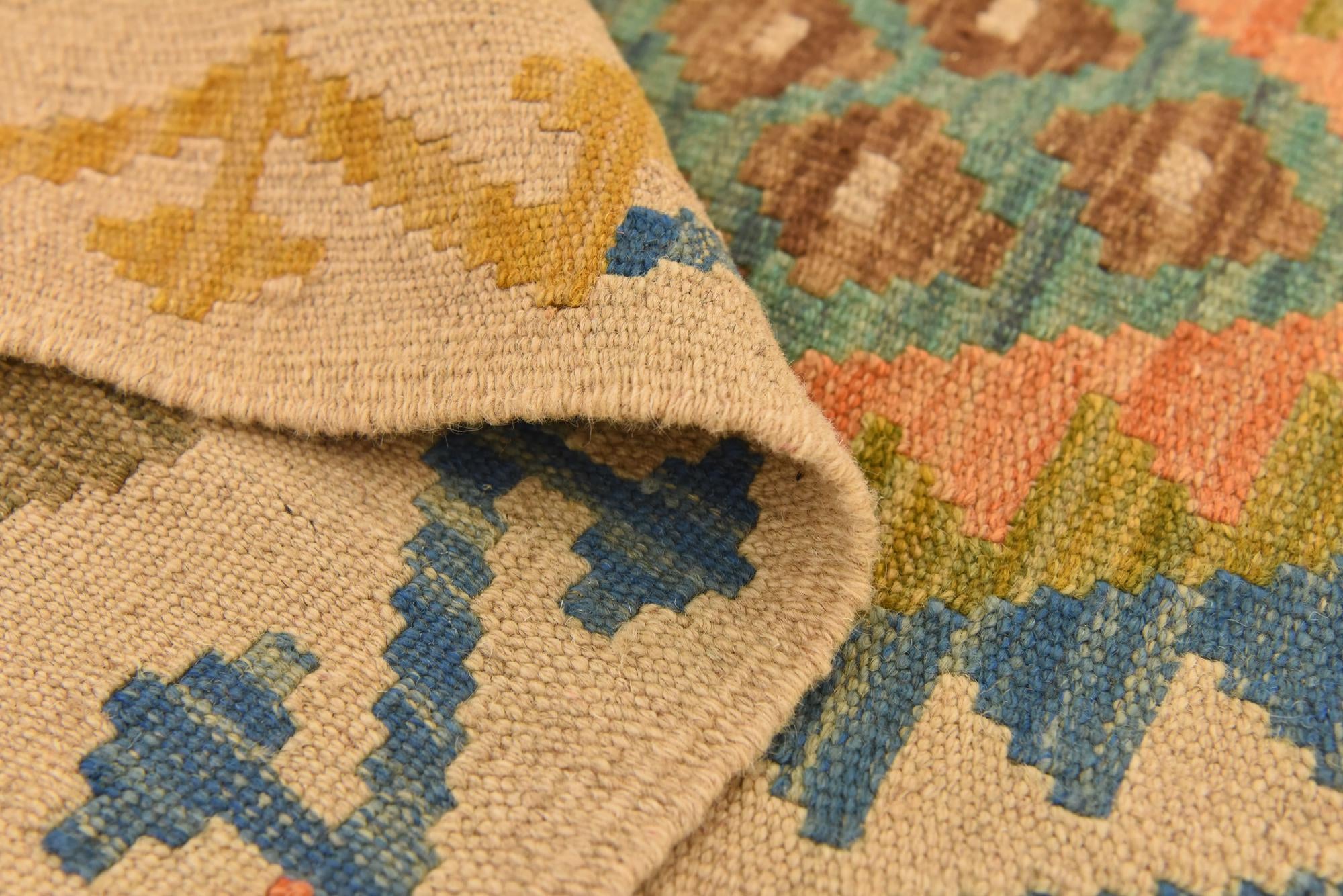 3' 5 x 4' 11 Hand Woven Kilim Maymana Wool Rug