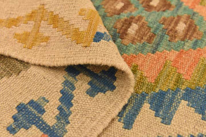 3' 5 x 4' 11 Hand Woven Kilim Maymana Wool Rug