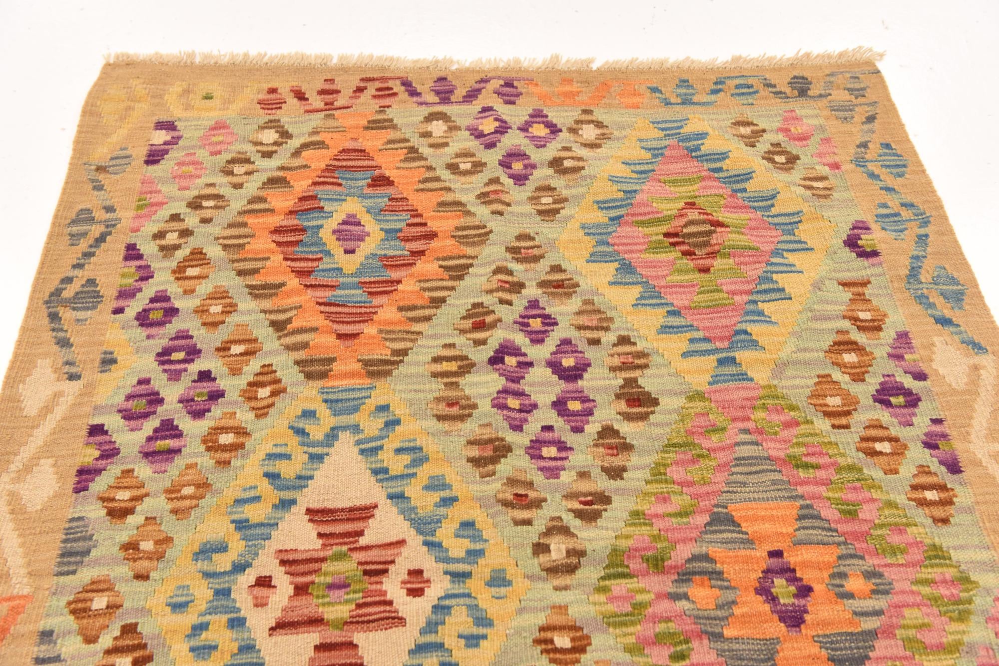 105cm x 150cm Tejido a mano Kilim Maymana Alfombra Lana