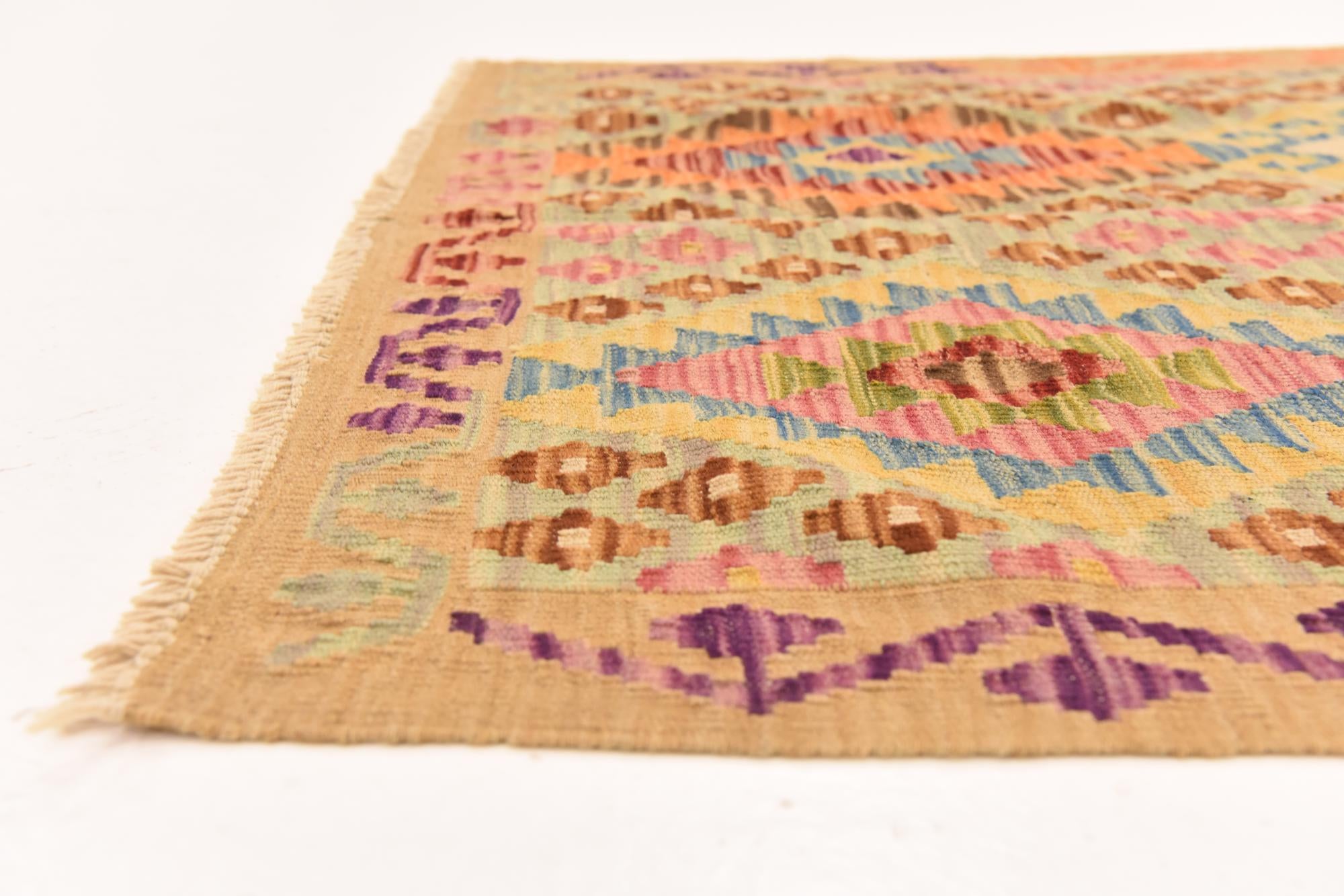 105cm x 150cm Tejido a mano Kilim Maymana Alfombra Lana