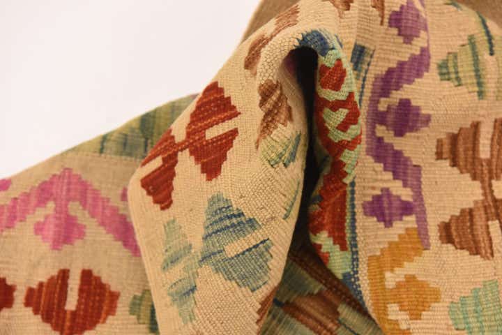 3' 5 x 4' 9 Hand Woven Kilim Maymana Wool Rug