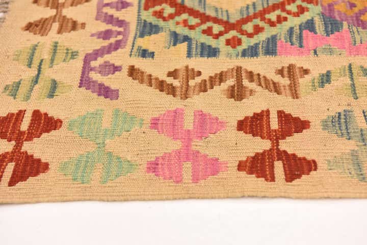 3' 5 x 4' 9 Hand Woven Kilim Maymana Wool Rug