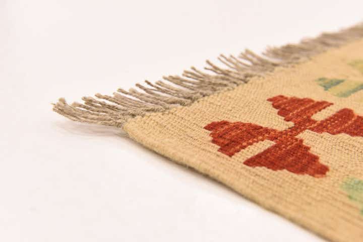 3' 5 x 4' 9 Hand Woven Kilim Maymana Wool Rug