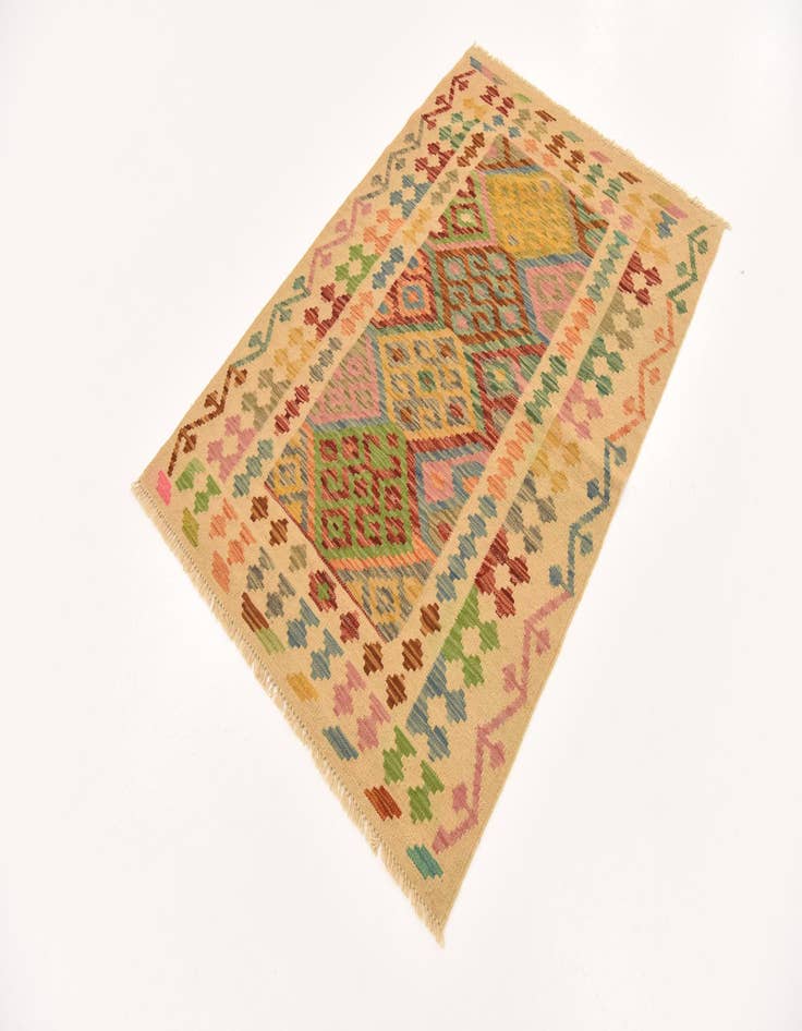 Detail image of 3' 5 x 5' Hand Woven Kilim Maymana Wool Rug