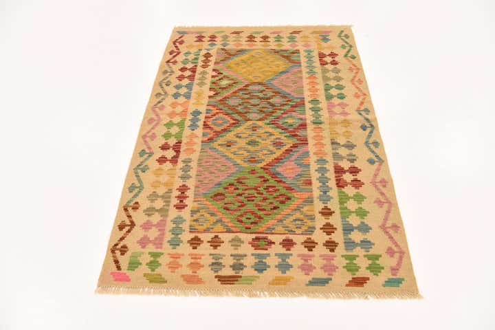 3' 5 x 5' Hand Woven Kilim Maymana Wool Rug