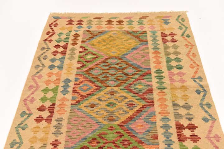 3' 5 x 5' Hand Woven Kilim Maymana Wool Rug