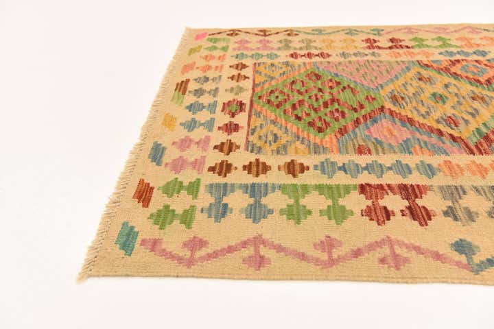 3' 5 x 5' Hand Woven Kilim Maymana Wool Rug