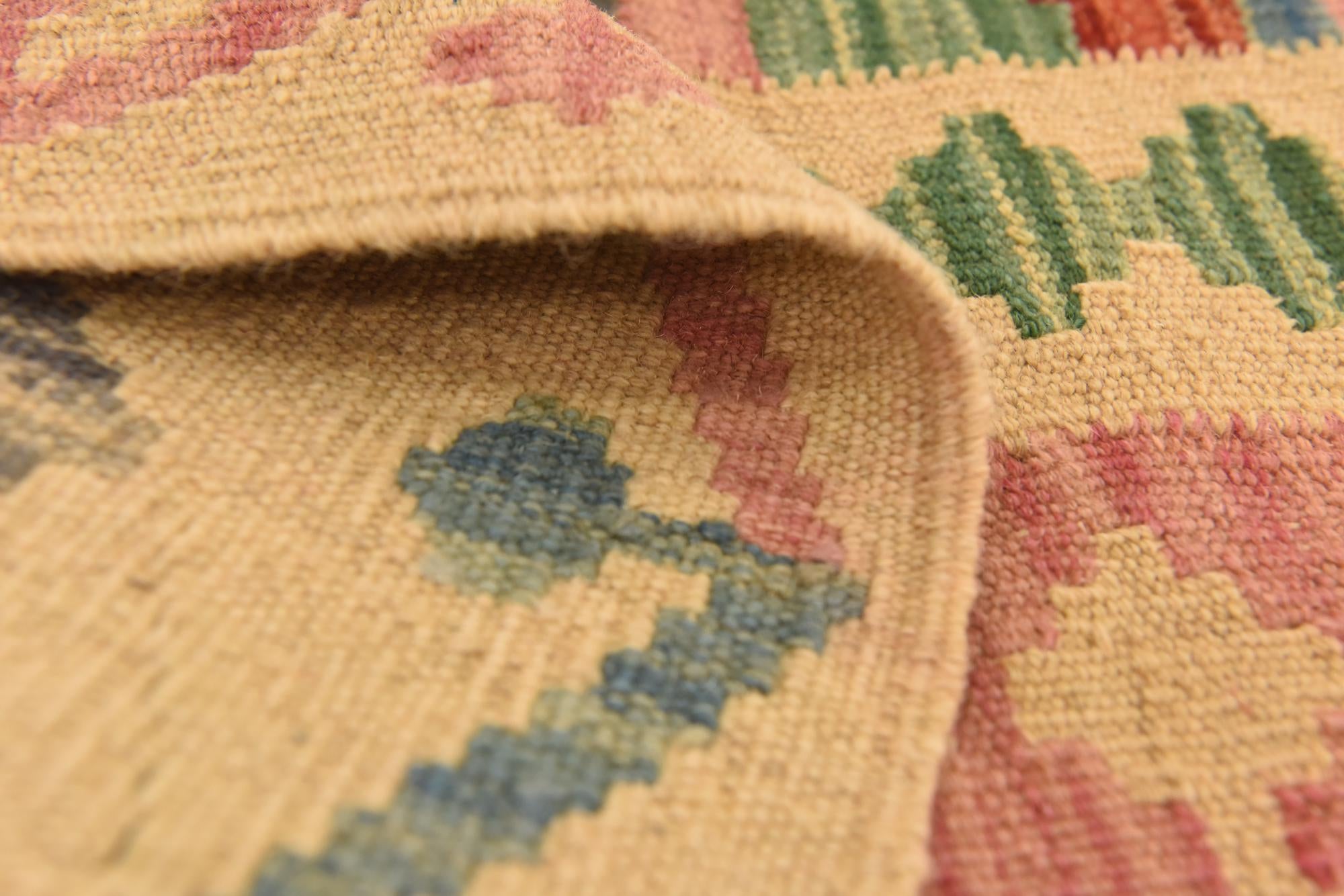 3' 5 x 5' Hand Woven Kilim Maymana Wool Rug