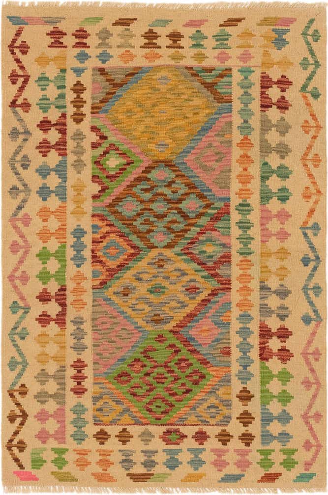 3' 5 x 5' Hand Woven Kilim Maymana Wool Rug