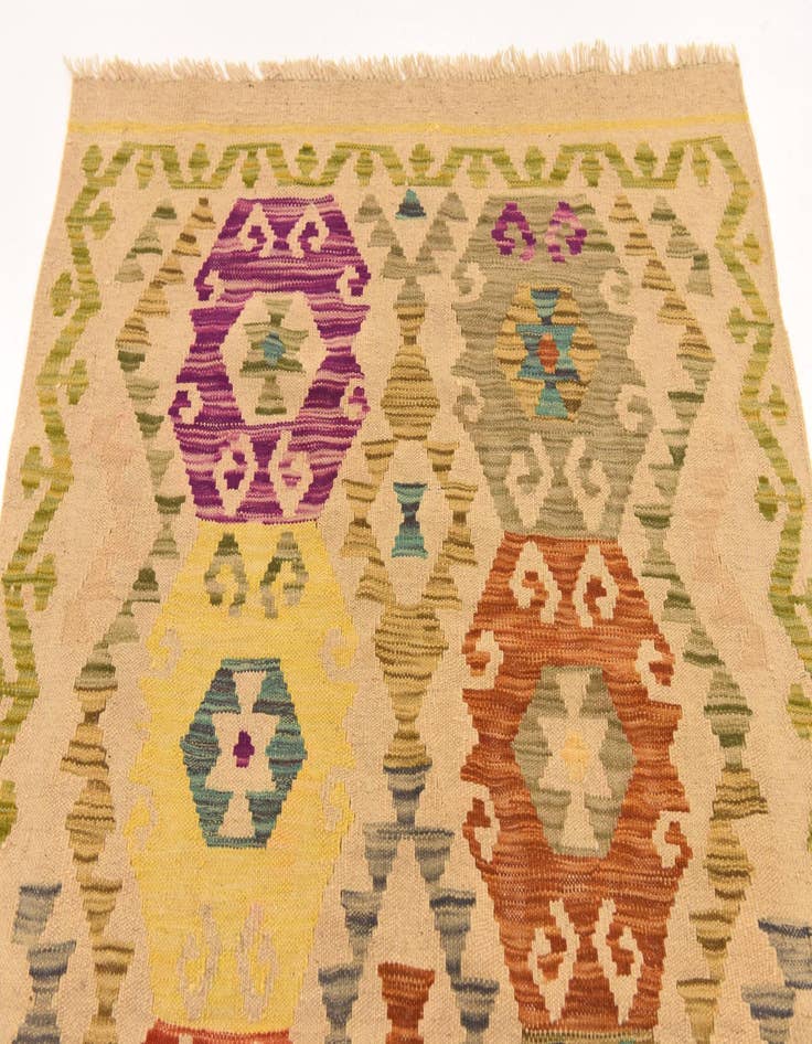 Detail image of 3' 4 x 5'  Hand Woven Kilim Maymana Wool Rug