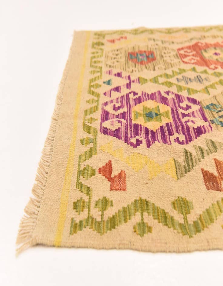 Detail image of 3' 4 x 5'  Hand Woven Kilim Maymana Wool Rug