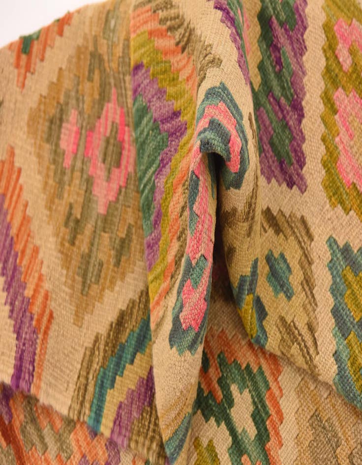 Detail image of 3' 4 x 5'  Hand Woven Kilim Maymana Wool Rug