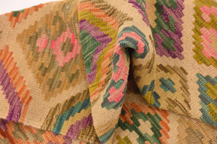 3' 4 x 5' Hand Woven Kilim Maymana Wool Rug
