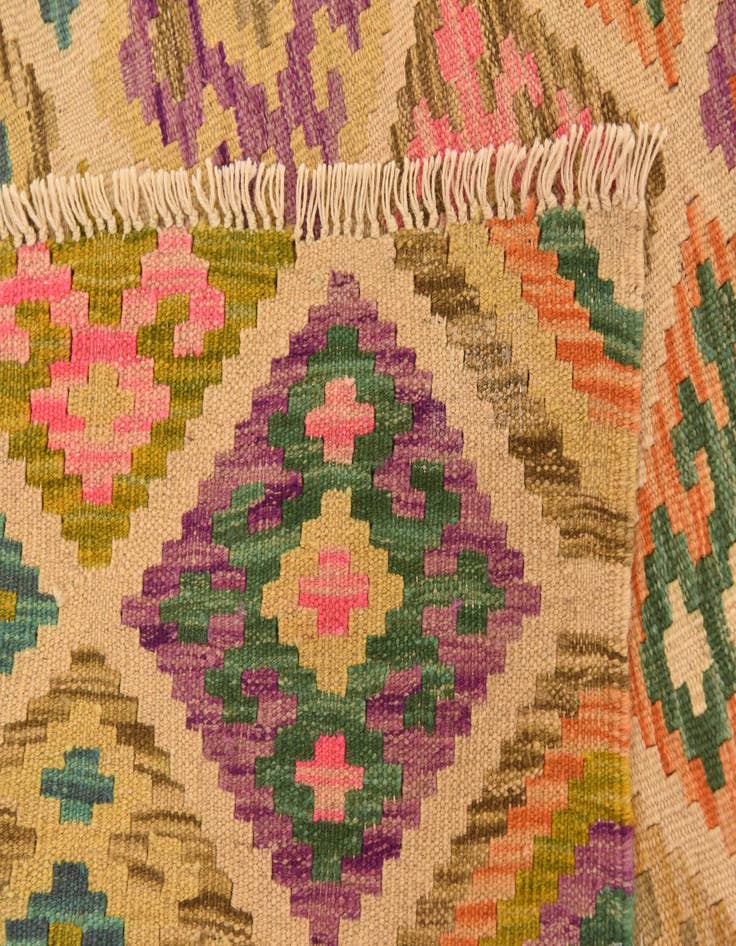 Detail image of 3' 4 x 5'  Hand Woven Kilim Maymana Wool Rug