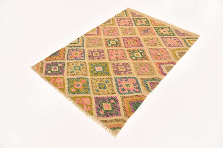 3' 4 x 5' Hand Woven Kilim Maymana Wool Rug